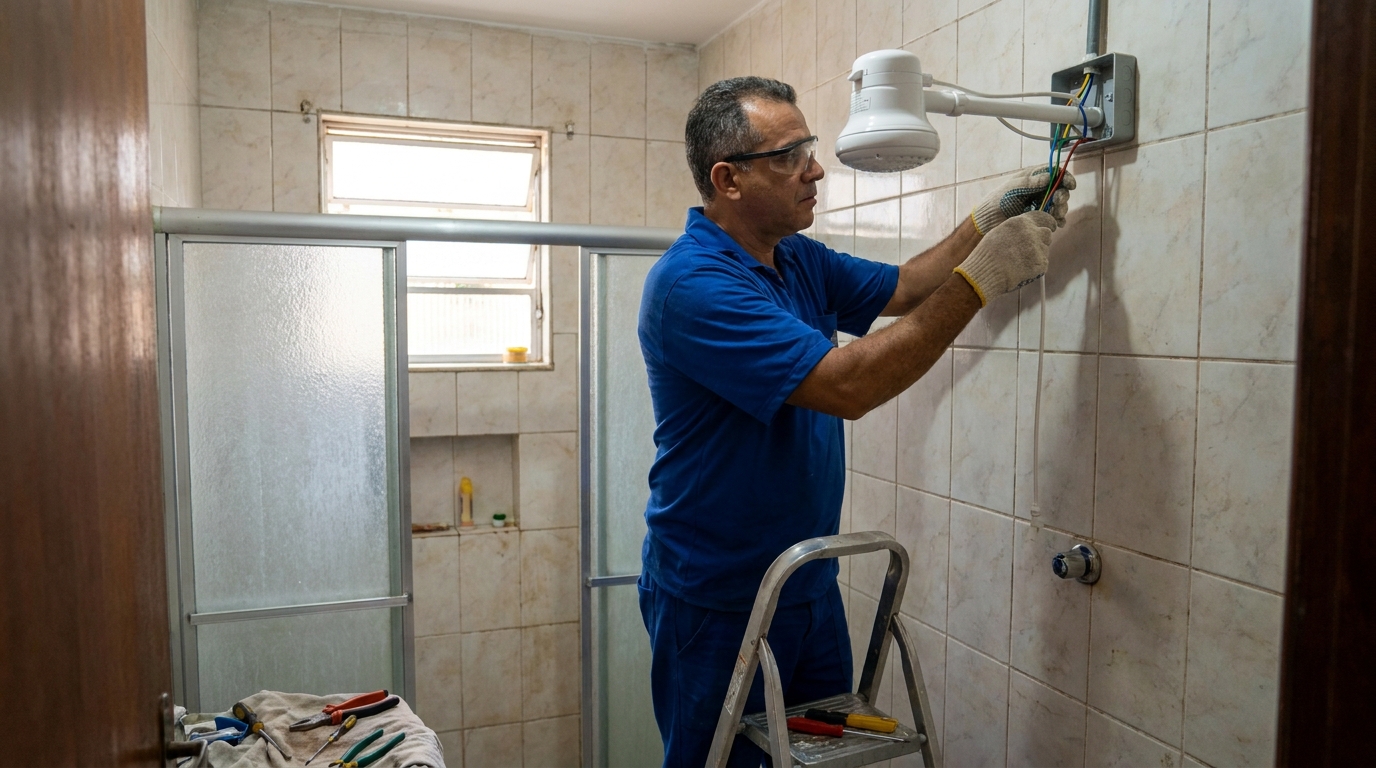 Substituição de Chuveiro Antigo em Niterói‑RJ
